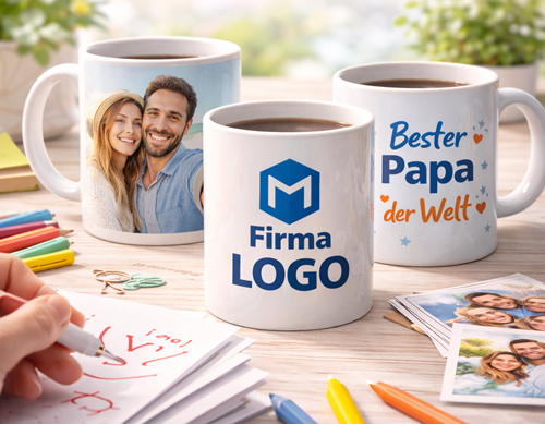 Tassen gestalten – individuell bedruckte Tassen mit Foto, Logo oder Spruch