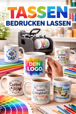 Fototassen professionell bedrucken lassen mit eigenen Motiven und Texten