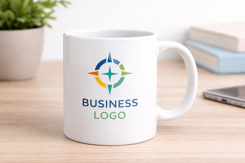 Günstige Fototasse mit Logo – weiße Keramiktasse individuell bedruckt