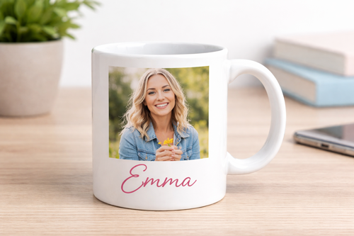 Personalisierte Fototasse – weiße Keramiktasse mit individuellem Motiv bedrucktt