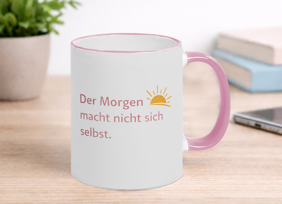 Rosa RH Tasse mit Spruch – Stilvolle Kaffeetasse für Büro & Alltag